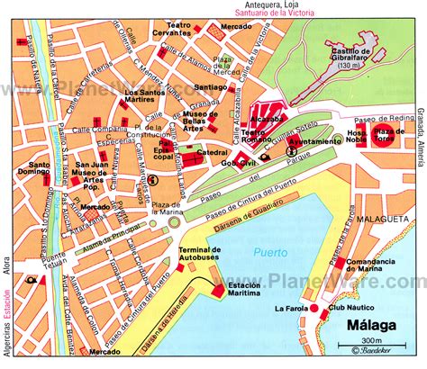 map of malaga town centre.